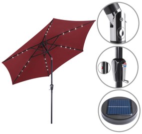 Deuba Umbrelă de soare LED Florida Ø300 cm - roșu