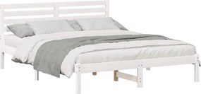 vidaXL Cadru de pat cu headboard Alb 140 x 200 cm Lemn de pin masiv