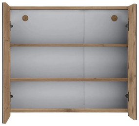 Dulap de baie în culoare naturală suspendat/cu oglindă cu aspect de lemn de stejar 80x70 cm Wisla – Støraa