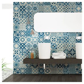 Set 60 autocolante de perete Ambiance Cement Tiles Riana, 10 x 10 cm