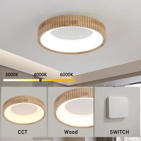 Brilagi - Plafonieră LED FALCON WOOD MODERN, 30W/230V, Ø 45 cm, finisaj lemn