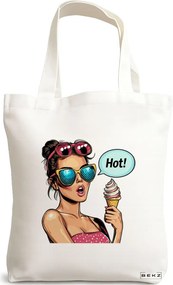 Sacosa de Panza pentru Cumparaturi, Geanta Tote, model Sip and Style 5 38 x 34.5 cm, Alba, BEKZ®
