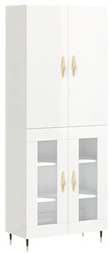 3195717 vidaXL Dulap înalt, alb extralucios, 69,5x34x180 cm, lemn compozit