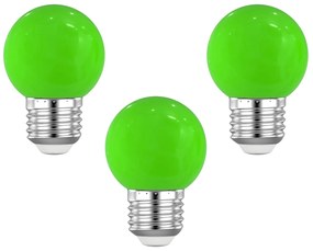 Set 3 Buc - Bec LED Ecoplanet glob mic verde G45, E27, 1W (10W), 80 LM, G, Mat Verde, 3 buc
