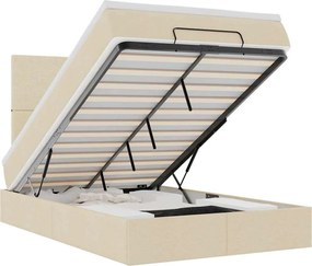 vidaXL Cadru de pat otoman cu saltea crem 120x200cm stofa
