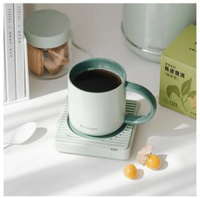 Ceasca ceramica pentru ceai si cafea Buydeem CD1018-CG, 350 ml, Fund plat, Scala de masurare interna, Verde