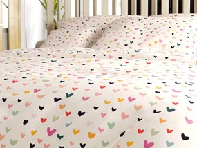 Lenjerie de pat din bumbac DOTHEARTS POLY crem Dimensiune lenjerie de pat: 70 x 90 cm | 140 x 220 cm