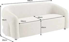 Canapea 3 locuri, Tesatura chenille gri VOQUE 200cm