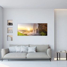 Tablou - Seljalandsfoss din spatele peșterii (120x50 cm)