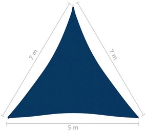 Parasolar, albastru, 5x7x7 m, tesatura oxford, triunghiular Albastru, 5 x 7 x 7 m