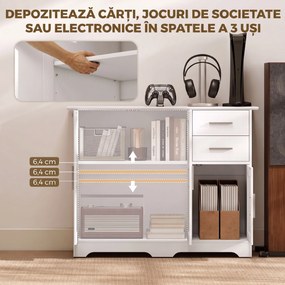 HOMCOM Bufet Modern din Lemn cu 2 Sertare și 2 Dulapuri, 100x40x78 cm, Alb | Aosom Romania