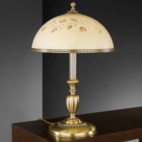 Veioza / Lampa de masa din alama cu sticla decorata design italian H-56cm 6208