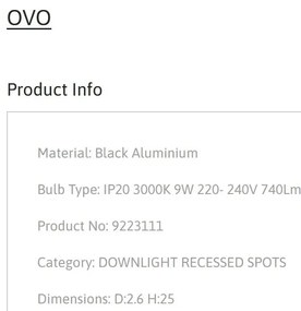 Spot LED incastrabil tavan ajustabil OVO negru