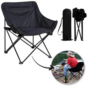 Scaun de camping pliabil TRAIL, negru