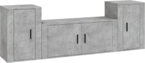 vidaXL Set dulapuri TV, 3 piese, gri beton, lemn prelucrat
