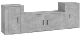 3188514 vidaXL Set dulapuri TV, 3 piese, gri beton, lemn prelucrat