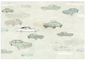 Fototapet - Automobilism - Schițe și desene auto în culori neutre