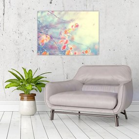 Tablou pe sticlă - Frunze în gheață (70x50 cm)