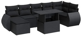 3326676 vidaXL Set mobilier de grădină cu perne, 8 piese, negru, poliratan