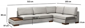 Coltar Tulip Corner Right With Pouf, Gri