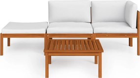 vidaXL Set fotoliu de grădină cu 4 piese și perne, crem, 63x63 cm