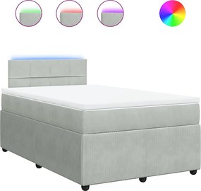 vidaXL Pat box spring cu saltea, gri deschis, 120x190 cm, catifea