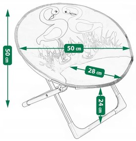Scaun de camping pentru copii roz cu flamingo