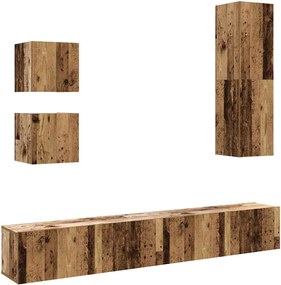 vidaXL Set dulap TV 5 piese montat pe perete lemn vechi lemn prelucrat