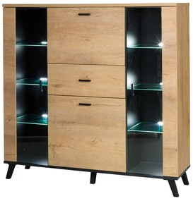 Zondo Vitrină Joyce J3 (stejar lefkas + negru). 606329