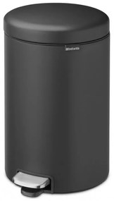 Cos de gunoi cu pedala Brabantia NewIcon 649747, 20 L, Inchidere lina, Baza antiderapanta, Acoperire minerala, Gri închis