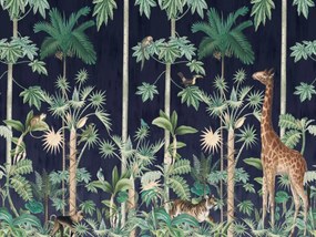 Fototapet, Giraffe's Stroll, Nightfall, Rebel Walls