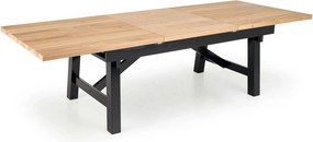 Masa extensibila FIESTA, stejar natural/negru, 200/280x100x77 cm