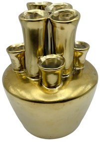 Vaza ceramica SEVEN, Auriu, 16cm