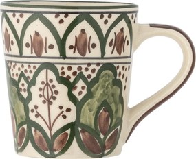Cană din ceramică, verde, model mediteranean pictat manual, 9,5 x 8 cm, „Karlie”