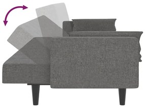 Canapea extensibila cu 2 locuri, 2 perne, gri deschis, textil Gri deschis, Fara suport de picioare