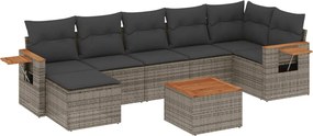 vidaXL Set canapele de grădină cu perne, 8 piese, gri, poliratan