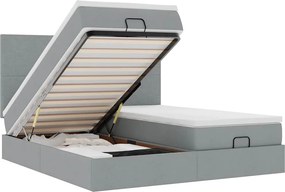 vidaXL Cadru de pat otoman cu saltele țesătură gri deschis 200x200cm