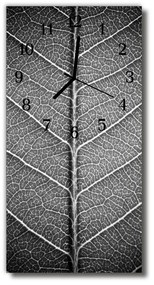 Ceas de perete din sticla vertical Natura frunze de argint