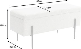 Bancheta tapitata cu spatiu de depozitare LOFT 100cm boucle white