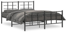 355581 vidaXL Cadru pat metalic cu tăblie de cap/picioare, negru, 150x200 cm
