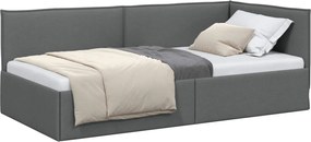 vidaXL Cadru de pat colțar Gri închis 80 x 200 cm țesătură