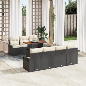 vidaXL Set de canapele pentru grădină cu pernă 8 pcs negru și crem