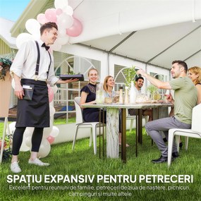 Outsunny Cort pentru Petreceri 4x6 m cu Ferestre și 4 Pereți Laterali Demontabili, din Oțel și PE, Alb | Aosom Romania