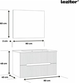 Trent Mobilier de baie 80 cm lavoar ceramic (2 sertare) cu oglindă 60x80 cm verde fistic-gri antracit