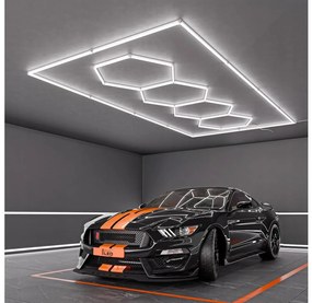 Plafonieră LED 384 W, 85-265 V, 6500 K, 484 x 243 cm, CRI 90, IP54, alb