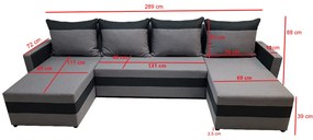 Supermobel Coltar extensibil in forma de U VELVET, 289x77x141, malmo 85/malmo 96