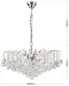 Candelabru cristal Asfour design lux KRISTALL KLASSISCH 9L chrome plated/clear