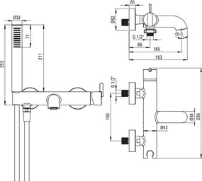 SILIA - Baterie pentru Cadă, cu Set de Duș Finisaj: Auriu Periat BQS_R11M