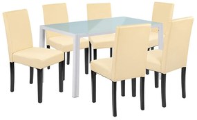 Set de masă Mira 6+1 alb-bej