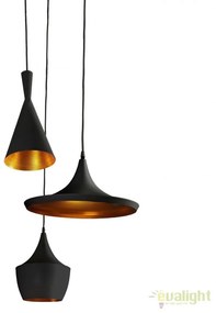 Lustra retro design industrial MIX negru/auriu